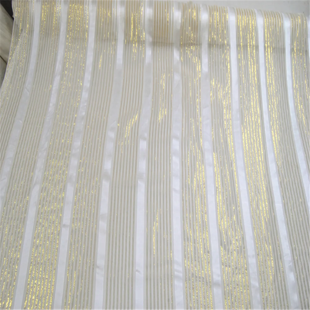 Comfortable Feeling Great Material Newest Hot Sale Golden Stripe Design Shiny Silk Metallic Lurex Fabric for Nice Women Dress