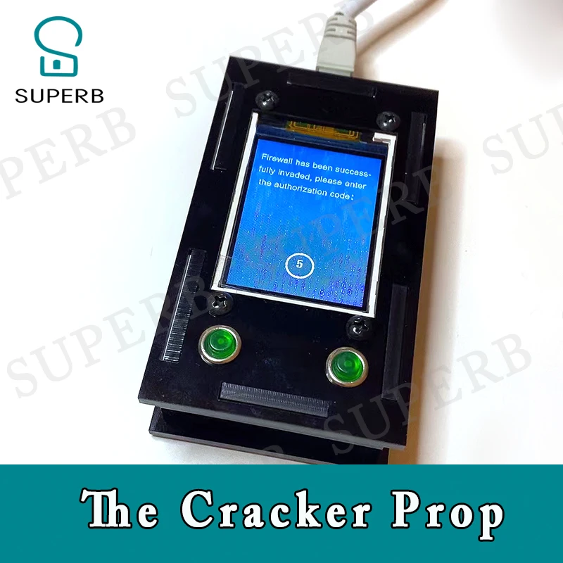 Escape game cracker prop smart screen to unlock find find a cable and connect the cracker to unlock real life escape room prop