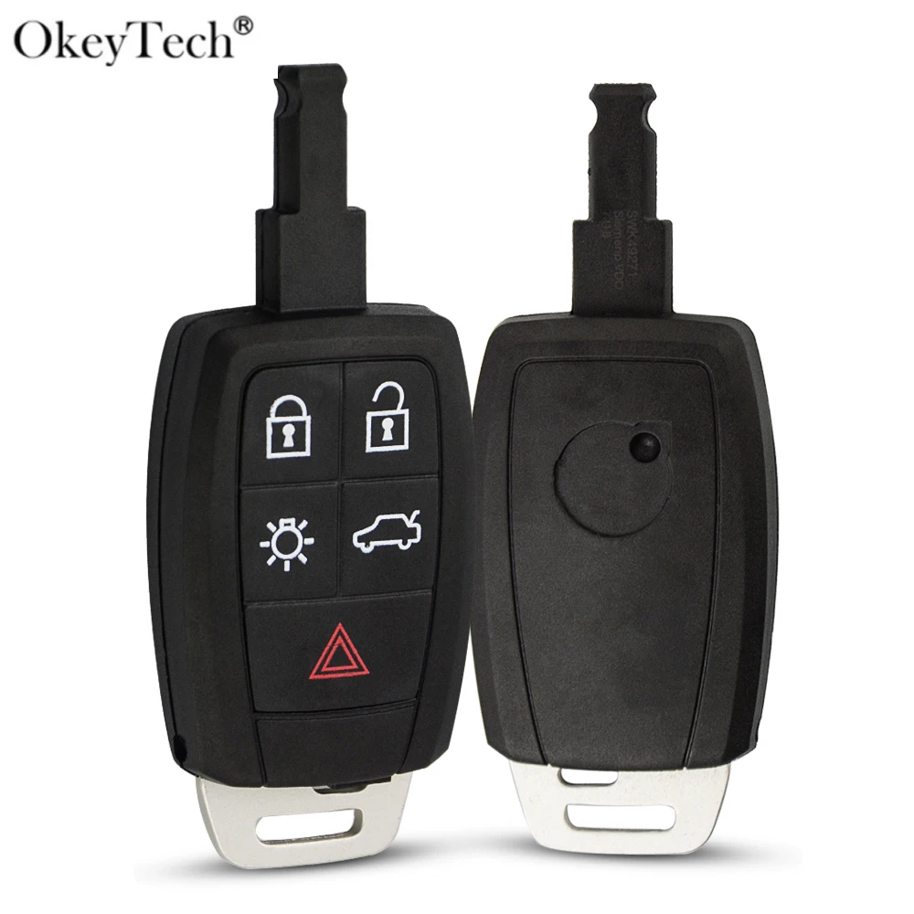 Okeytech-carcasa para mando a distancia de coche, carcasa de 5 botones para Volvo C30, C70, XC90, V70, S60, V40, V50, hoja de inserción de repuesto,