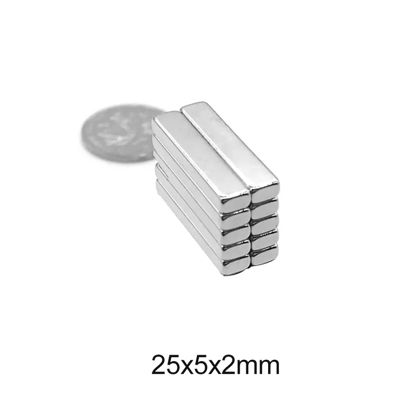 5/10/20/50/100/200/250pcs 25x5x2 Strong Sheet Rare Earth Magnet Block Rectangular Neodymium Magnets 25x5x2mm Magnetic 25*5*2