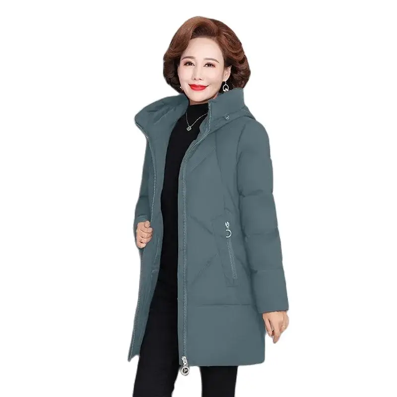 

Overcoat Parka Winter 2022 Down Cotton Clothes New Middle-Aged Elderly Mothers Pack Hooded Mid Long Keep Warm Ladies Jacket