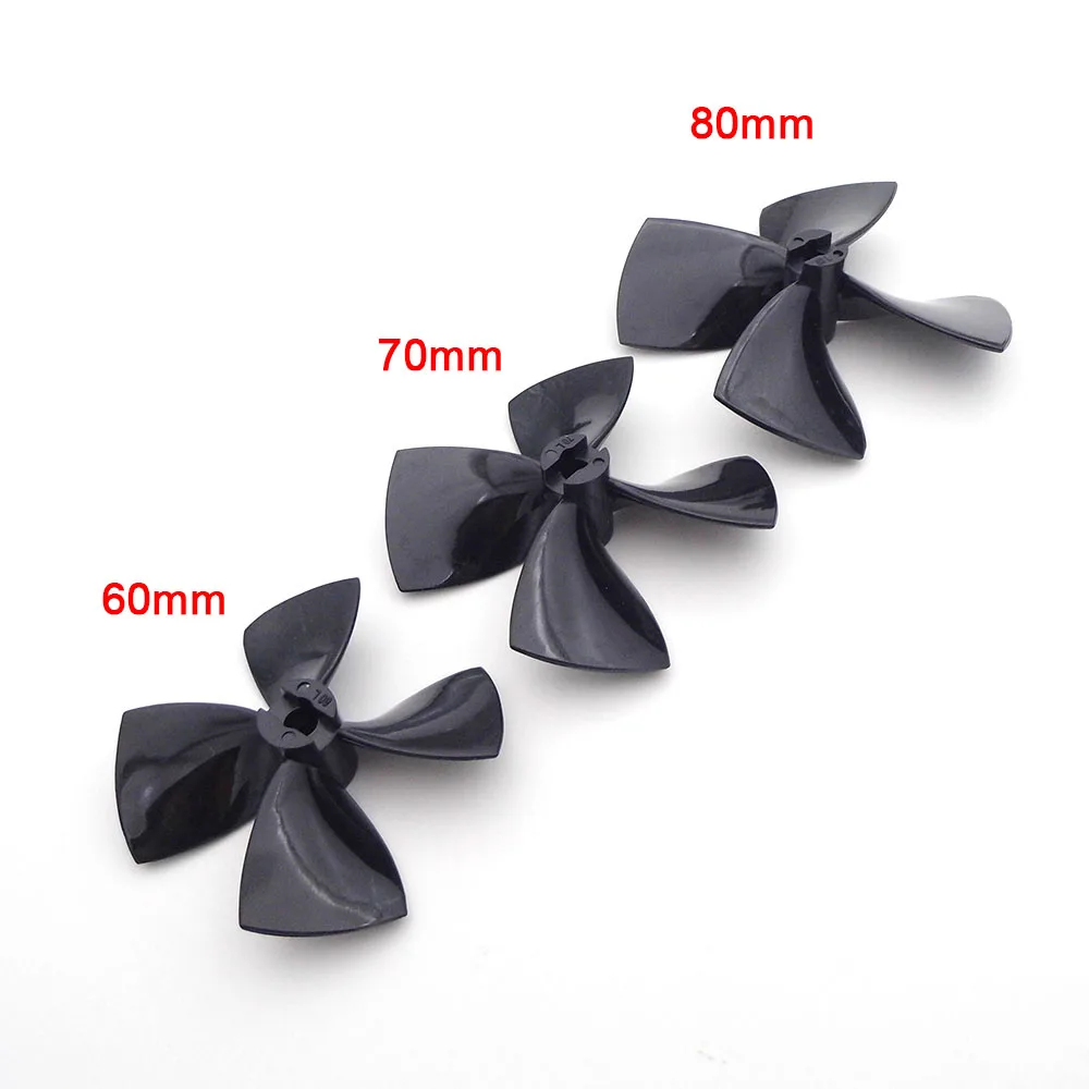 1PC Boat Propeller 4 blades 60mm 70mm 80mm PC Prop 5mm Shaft for RC Boat Tug Bait Fishing Boat ROV Robot Tuibo Jet Model