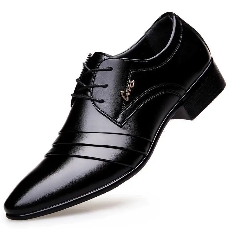 Business Lace-up Mens Formal Shoes British Style Soft-soled Mens Flat Dress Shoes Non-slip Breathable Wedding Shoes