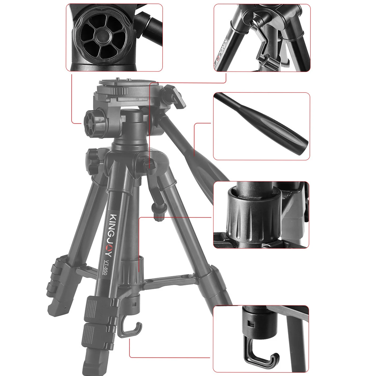 VT-850 Professional ขาตั้งขาตั้งกล้องพร้อมแผ่นปรับขาตั้งกล้องสำหรับ Canon Nikon Sony DSLR กล้อง