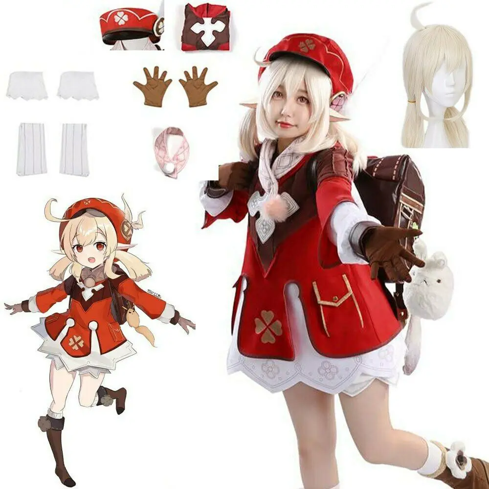 

Game Genshin Impact Klee Cosplay Costume Anime Wigs Uniform Cute Loli Party Outfit Suit Women Halloween Carnival Costumes