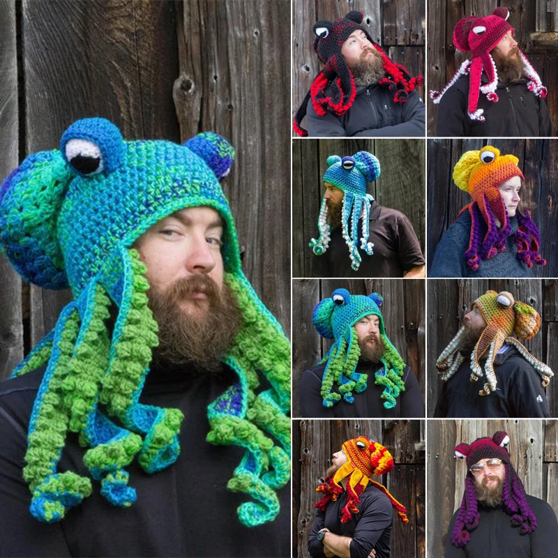 

Crochet Octopus Hat Unique Soft Crochet Beanies A Very Good Birthday Christmas Gft For Halloween Costume Cosplay XIN-Shipping