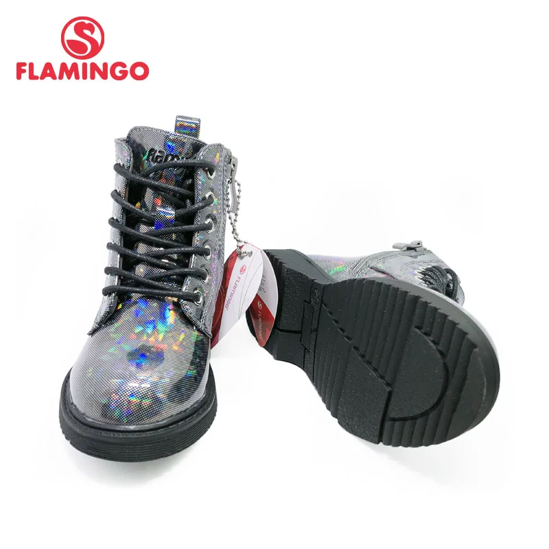 FLAMINGO Russian brand autumn/winter fashion kids boots high quality Bright leather anti-slip kids shoes for girl 202B-Z23-2127