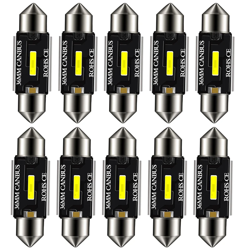 

10PC Festoon CSP LED Bulbs Super Bright 31mm 36mm 39mm 41mm C5W C10W Car Dome Light Canbus No Error Auto Interior Reading Lamps