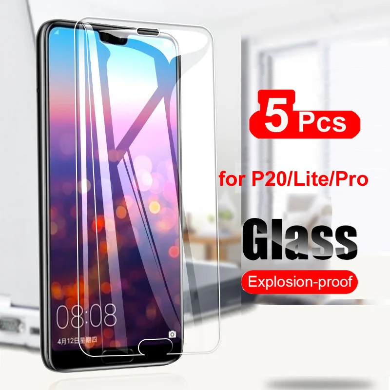 5Pcs Tempered Glass For Huawei P20 Lite Screen Protector Toughened Glass For Huawei P20 Pro Protective Film 9H Huwei P20 Glass