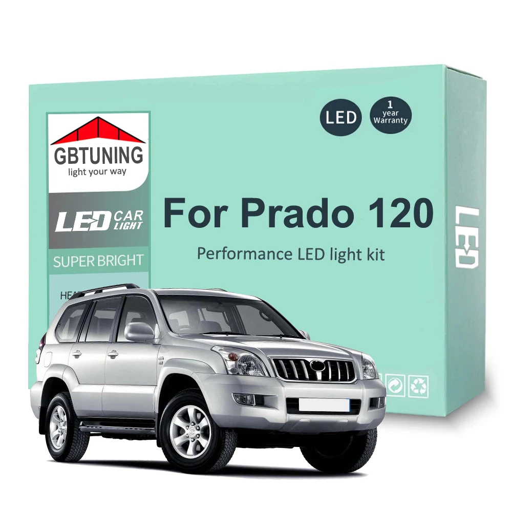 Kit lampadina interna a LED da 17 pezzi per Toyota Prado 120 2002-2007 2008 2009 Canbus Car Reading Dome Trunk lampada per veicoli nessun errore