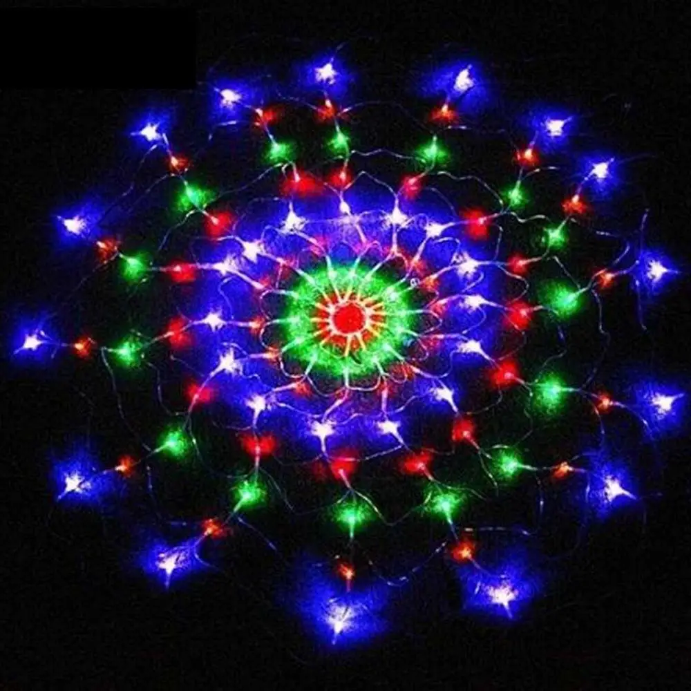 

Outdoor Round RGB LED Christmas Net Light 120Leds Spider Web String Lights for Xmas New Year Wedding Party Decoration 1.2m x1.2m