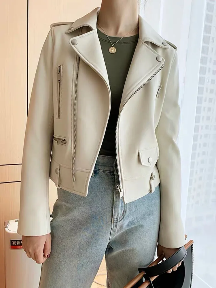 Genuine Leather Jackets Women Luxury Plus Size 2023 New Fashion Motorcycle Real Sheepskin Coat Natural For Women Streetwear