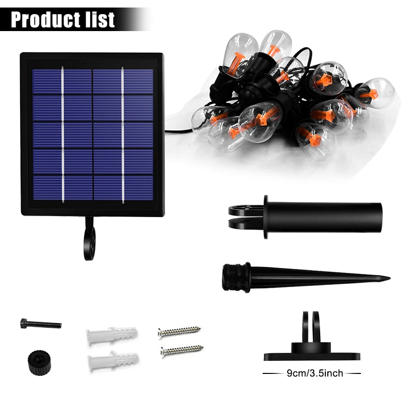 Edison Solar Power 12 Lamp Snaar Licht Warm Wit 48FT Opknoping Zonne-verlichting Lamp Voor Yard Cafe Chritmas Boom Outdoor decor