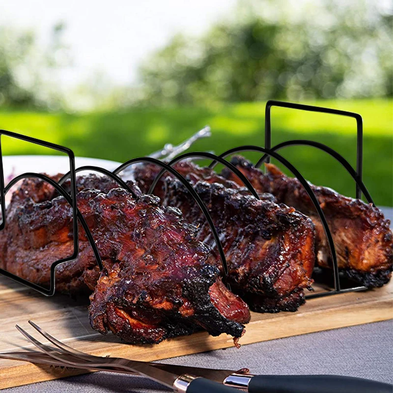 

BBQ Stand Non-Stick Rib Shelf Barbecue Roast Rack Stainless Steel Grilling BBQ Chicken Beef Ribs Rack Grilling basket BBQ Tools