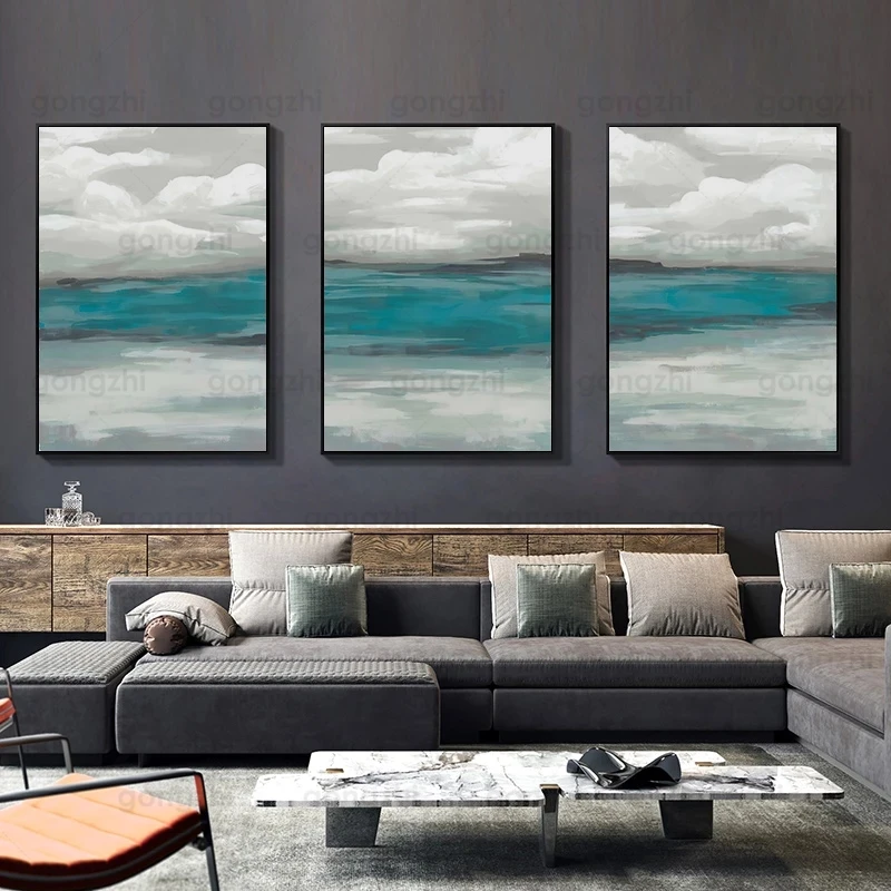 Luxury Dark Green Clouds River Landscape Canvas Painting Living Room Bedroom Cafe Wall Decoration Printing Hd Modern Art Poster