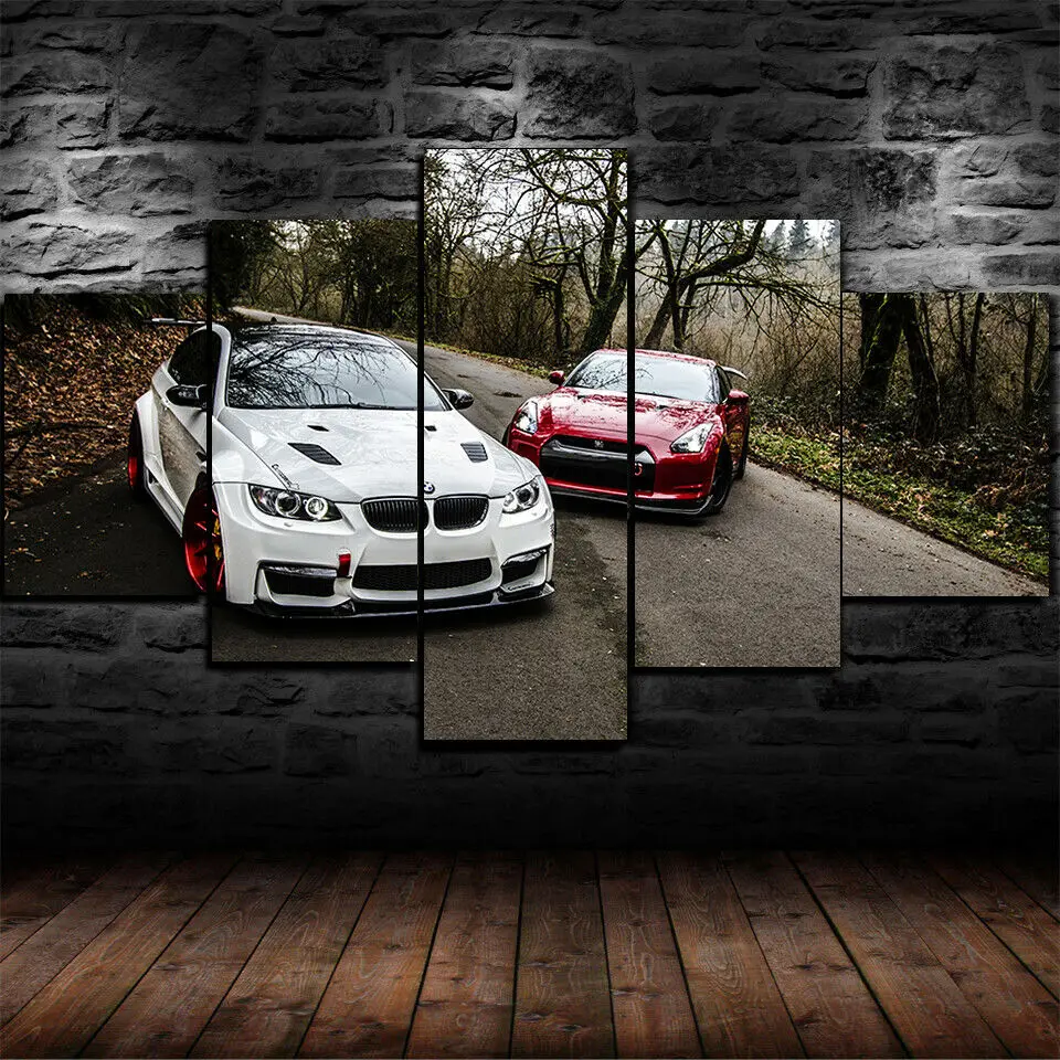 

No Framed Canvas 5 Pieces E92 Nissan GTR R35 Luxury Car Decorative Wall Art Posters Pictures for Living Room Home Decor Painting