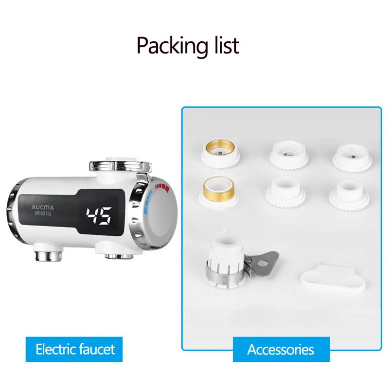 3000W Instant Water Heater Electric Faucet Fast Heating Tap Kitchen Bathroom Faucet Temperature Display Hot Cold Double Outlet