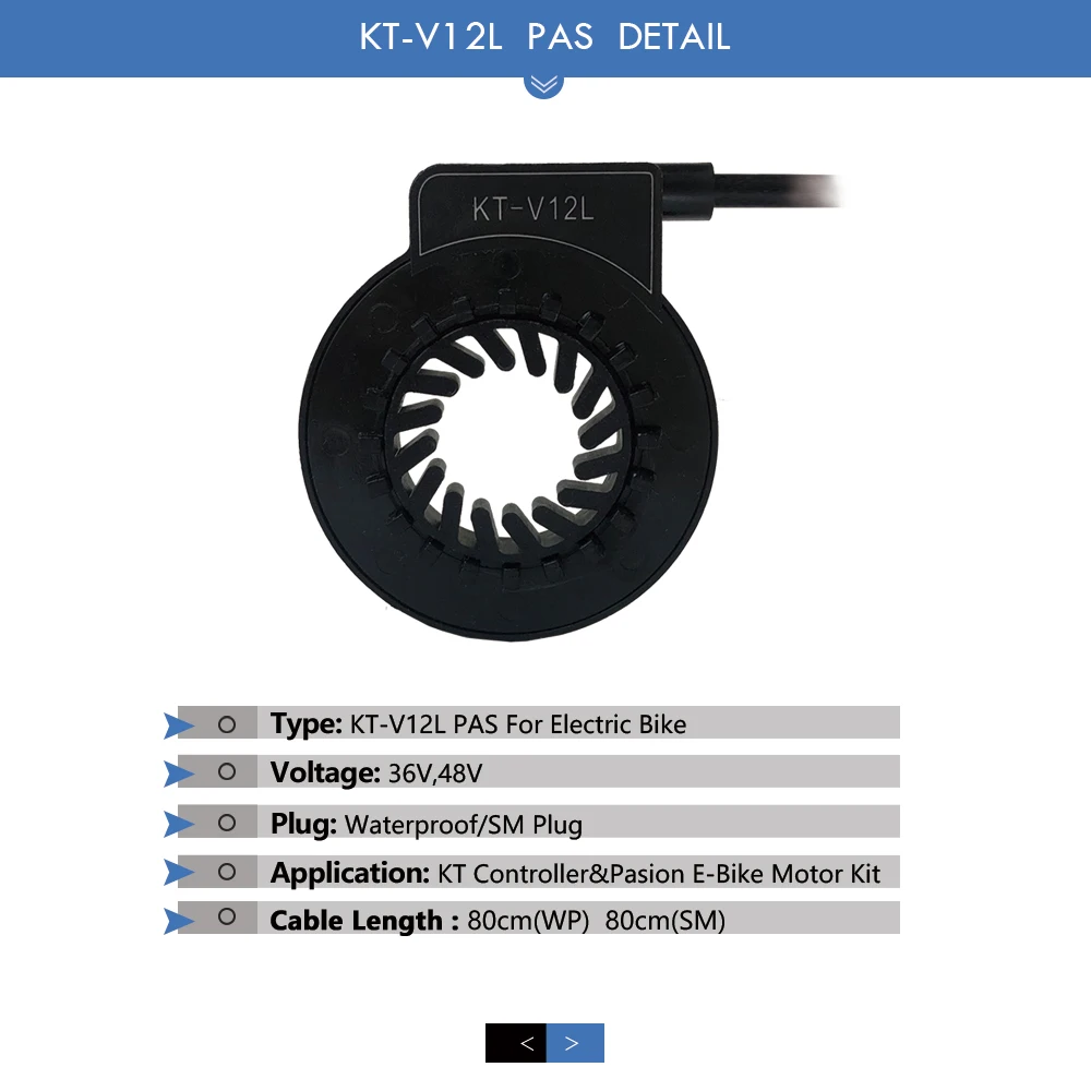 KT Electric Bike Pedal Assistant Sensor 6 Magnets Double Hall Ebike Parts for Electric Bike Conversion Kit V12L PAS