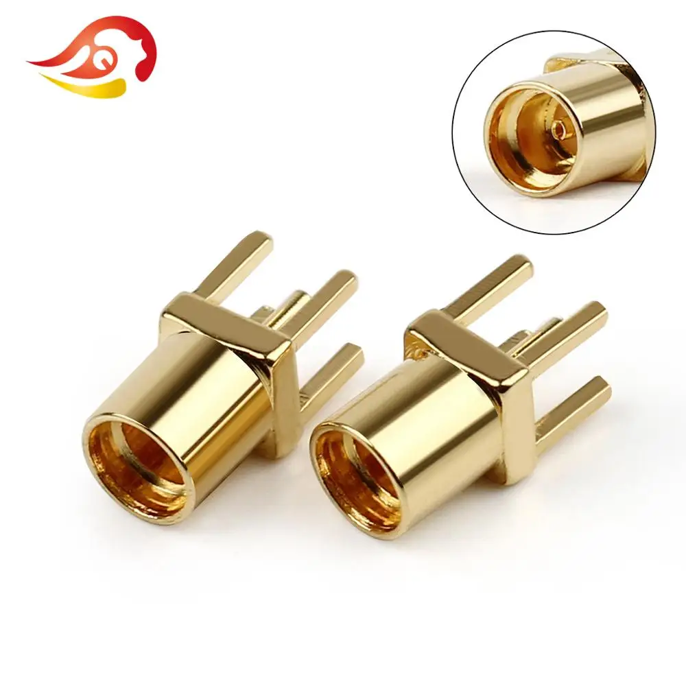 QYFANG MMCX Female Pin Audio Jack PCB Mount With Soldering Straight 24K Gold Plated Copper Wire Connector Metal Adapter