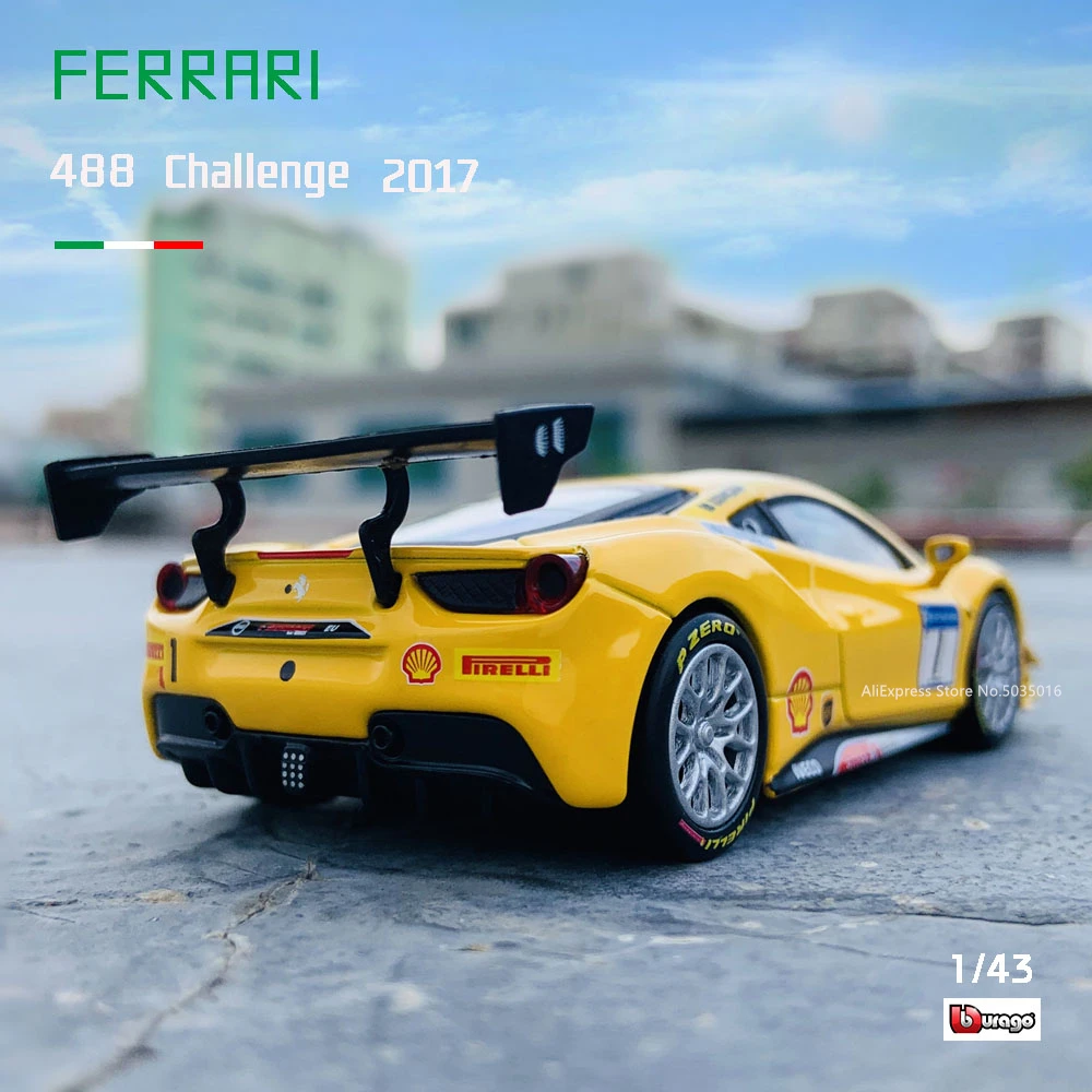 Bburago 1:43 Hardcover Edition Ferrari 488 CHALLENGE racing model simulation car model alloy car toy male collection gift