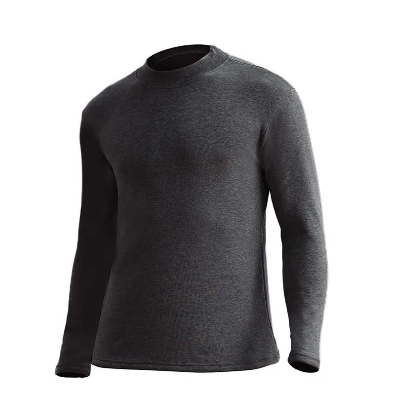 Men THERMAL TOPS SHIRTS Fleece-Lined Thicken One-Piece Top Thermal Underwear Half Turtleneck Cotton Sweater Suit Middle Collar