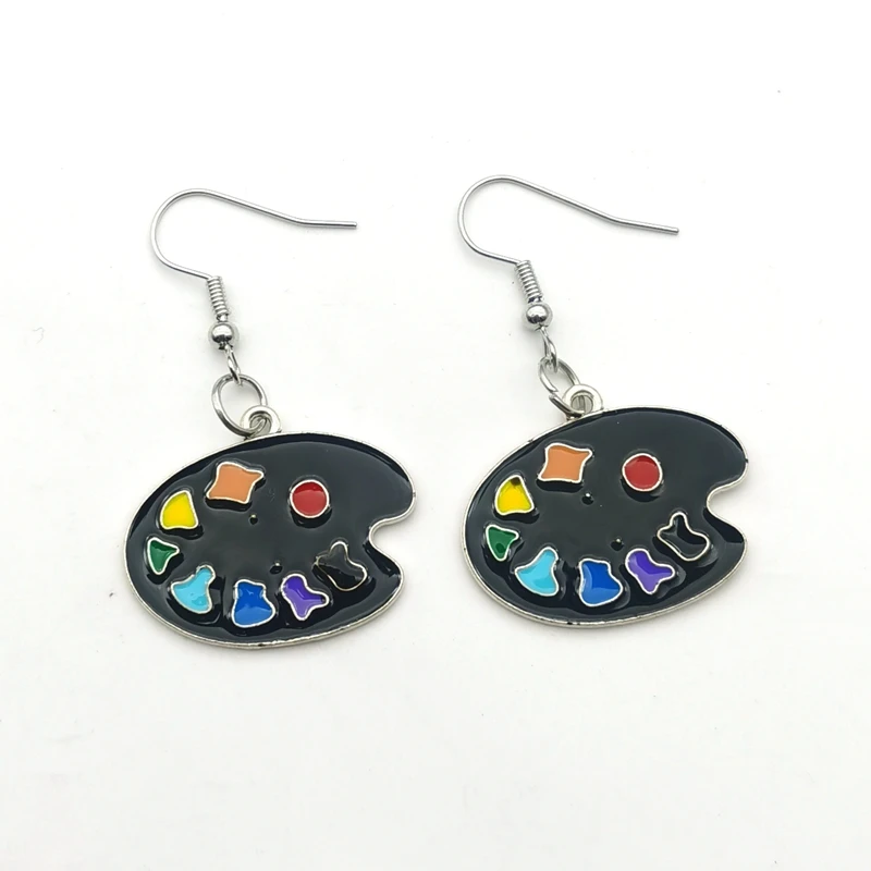 2022 New Color Palette Earrings Palette Earrings Earrings Artist Brush Earrings Wonderful Bright Artist Palette Earrings