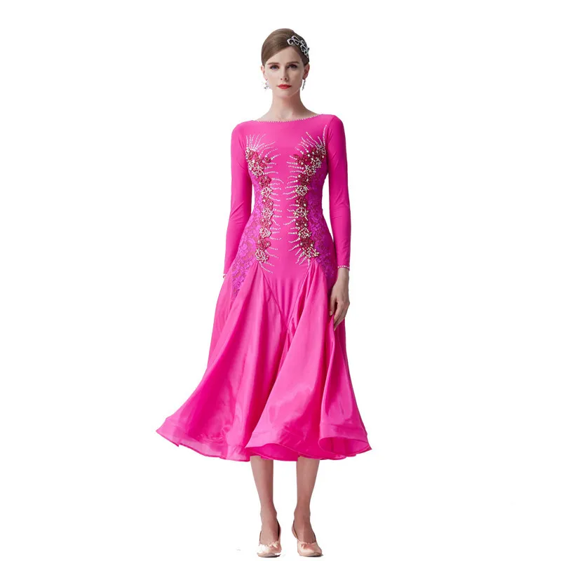 

Женское платье для современных танцев M-19291 New national standard с жемчужной шелковой юбкой, высококачественное платье для бальных танцев