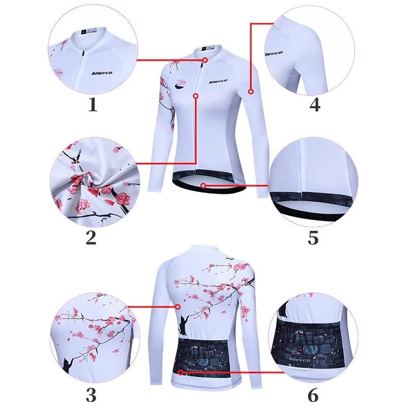 Mieyco White Cycling Jersey MTB Jersey 2022 Bicycle Team Cycling Shirt Women Long Sleeve Bike Wear Summer Premium Cycle Clothes