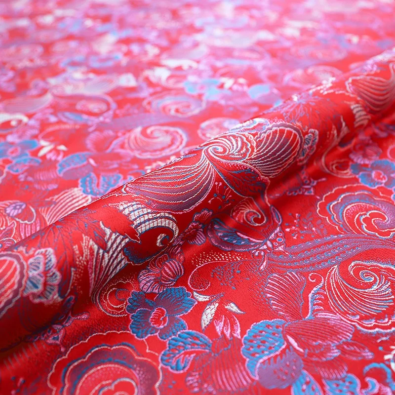 Satin-fabric brocade jacquard fabrics material for sewing cheongsam and kimono nylon fabric