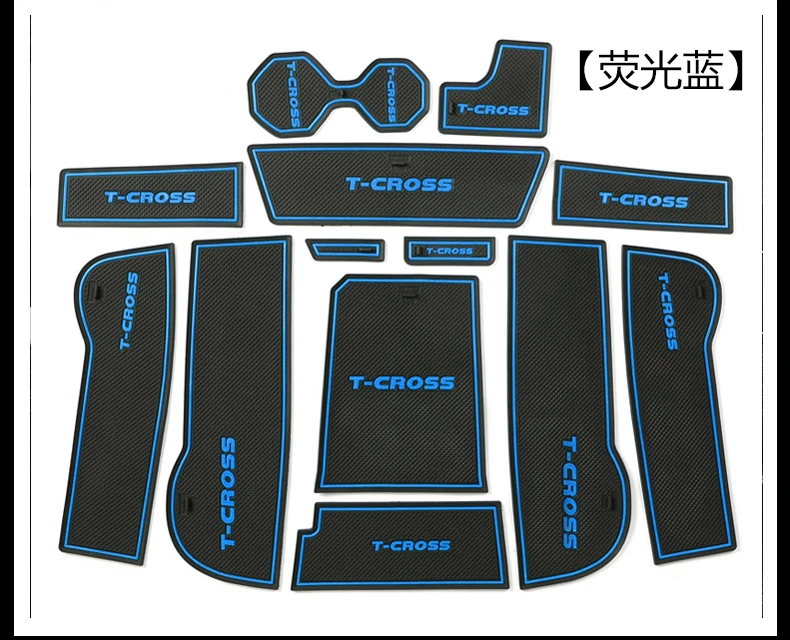 13pcs Car Styling Interior Non-Slip Mat Door Groove Pad Cushion Rubber Mat Fit For Volkswagen T-Cross 2018 2019