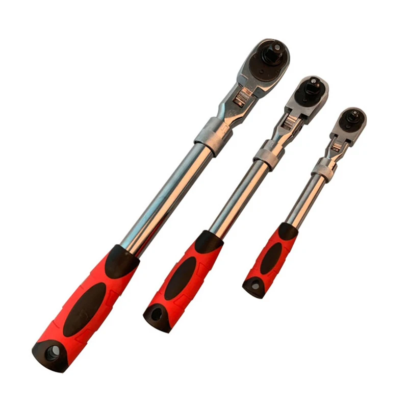 72Teeth Telescopic Ratchet Spanner Automatic Quick Release Fast 1/4 1/2 3/8 Can Adjust 90 Degrees Scaffold Ratchet Handle Wrench