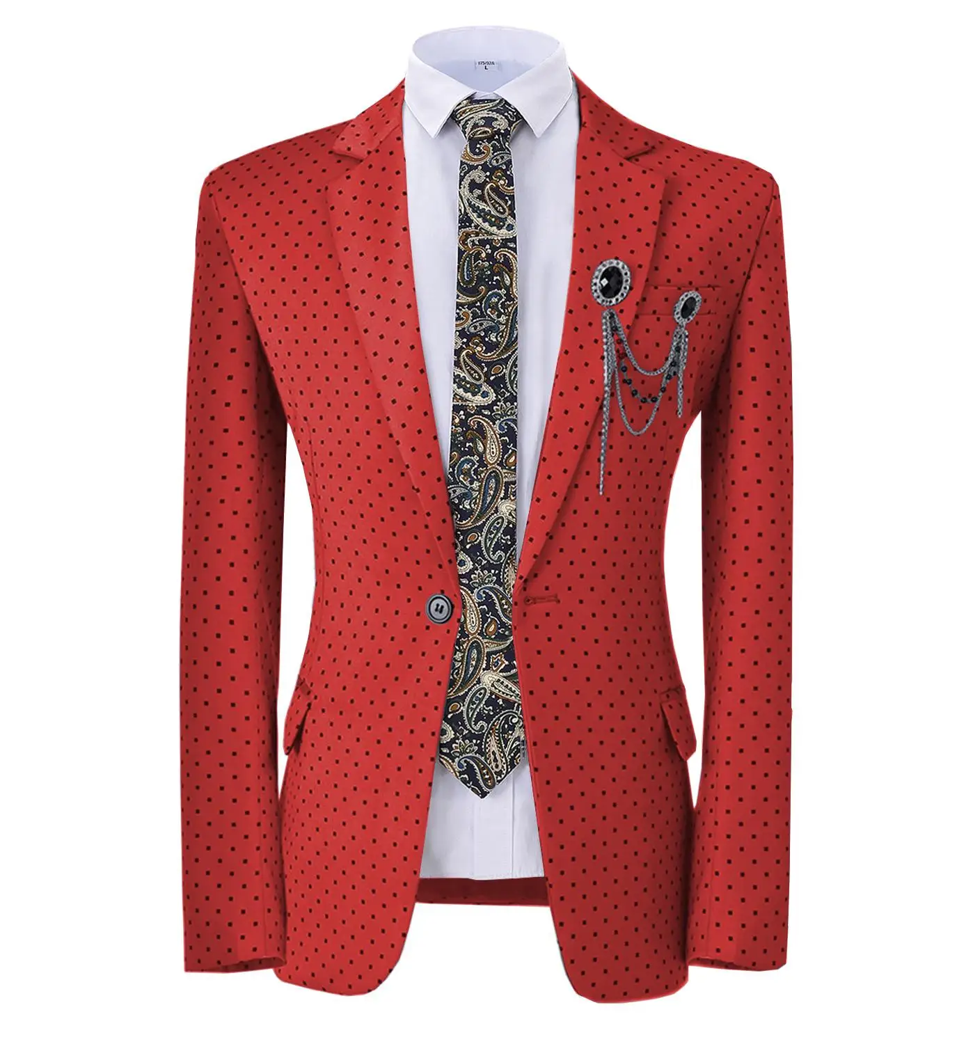 Formal Men\'s Jacket Blazer Pink Suit Slim Fit Prom White Tuxedos Patterned Jacket for Wedding Party Groomsmen (Blazer)