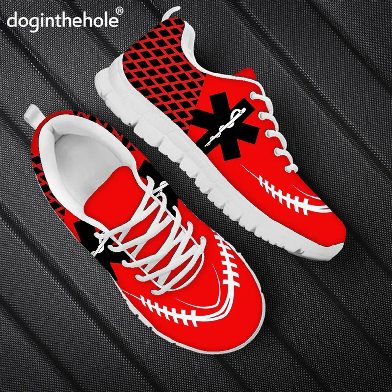 Doginthehole Spring/Autumn Paramedic EMT EMS Pattern Shoes Comfortable Mesh Flats Shoes For Man Walking Shoes For Teen Boys MOQ1