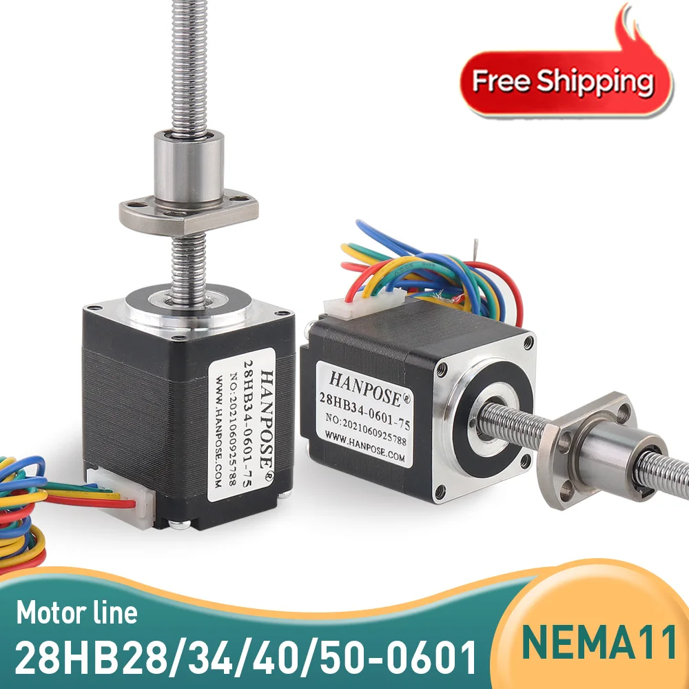 nema11 stepper motor 1.0A 0.1N.M linear 28HB34-SFU0601 L100-300MM 28 ball screw stepper motor for 3D printer accessories