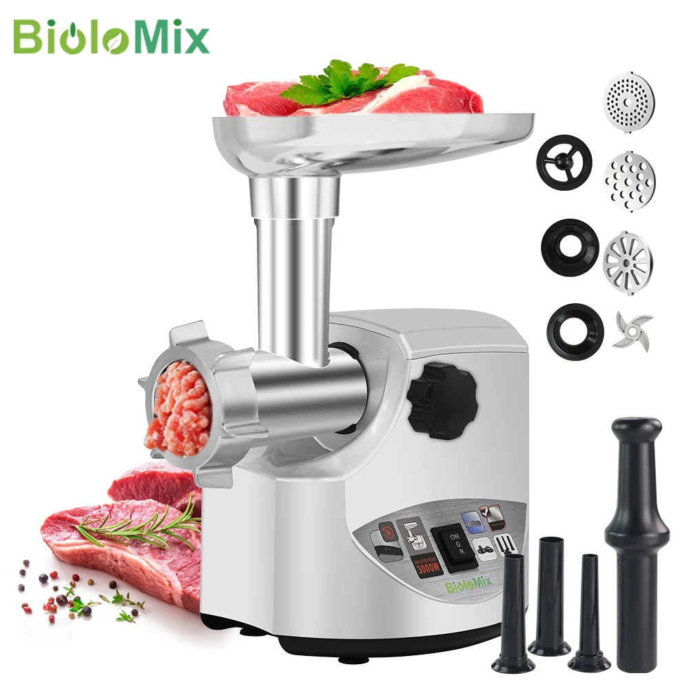 BioloMix Electric Meat Grinder 2000W Max Food Grinder  Meat Mincer & Sausage Stuffer Food Processor