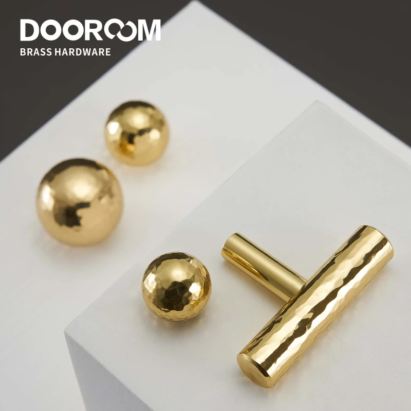 Dooroom Brass Hammered Furniture Handles Ball T Shaped And Long Pulls Cupboard Wardrobe Dresser Shoe Box Drawer Cabinet Knobs