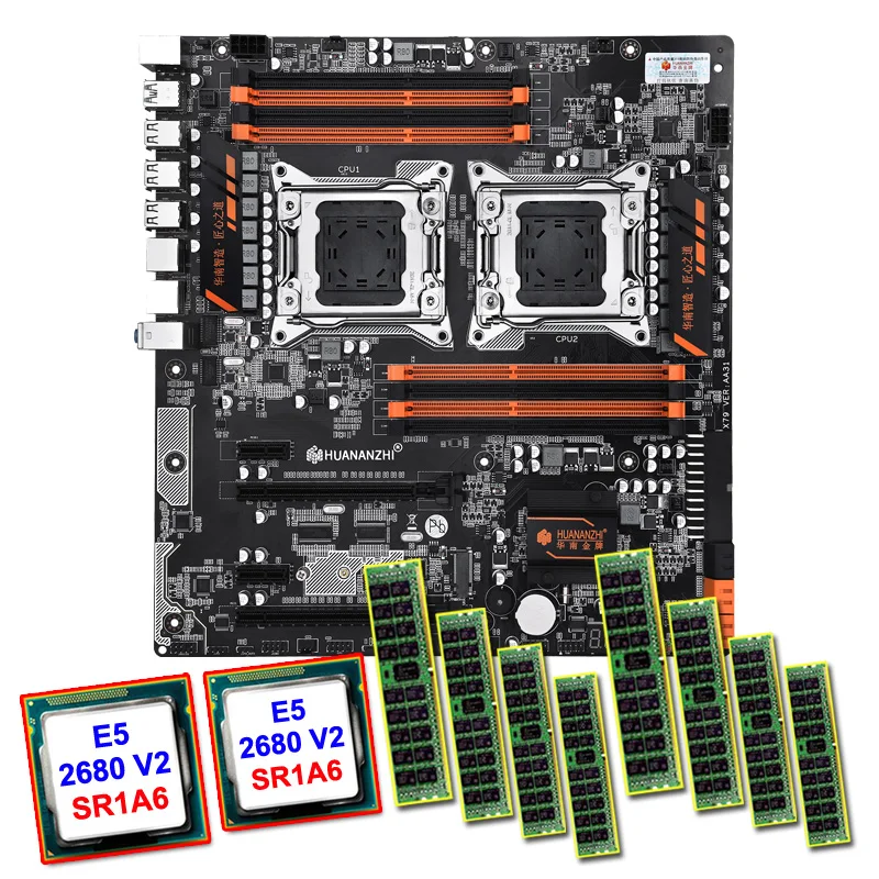 

Материнская плата HUANANZHI X79-8D с M.2 NVME SSD слот Dual CPU Xeon E5 2680 V2 большой бренд RAM 128G(8*16G) 1866 REG ECC Лучшая комбинация