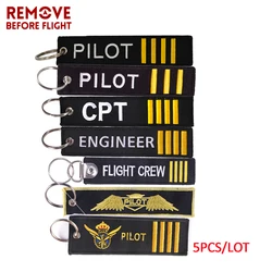 5PCS/LOT Remove Before Flight Pilot Key Chain Tag Embroidery Co-Pilot Engineer Flight Crew Keychains for Aviation Gift Key Ring