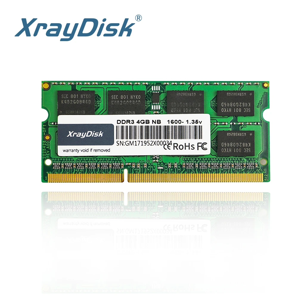 XrayDisk-memoria RAM DDR3 DDR3L para portátil, 4GB, 8GB, 1600Mhz, SO-DIMM, 1,35 V, 204 Pines, Sodimm