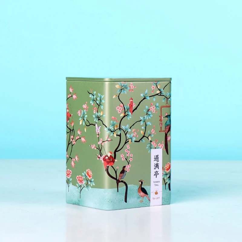 Square plum tea Box Tea Container Snack Storage Box Metal Candy Cans Vintage Kitchen Sealed Canister Chinese Style Tea Box