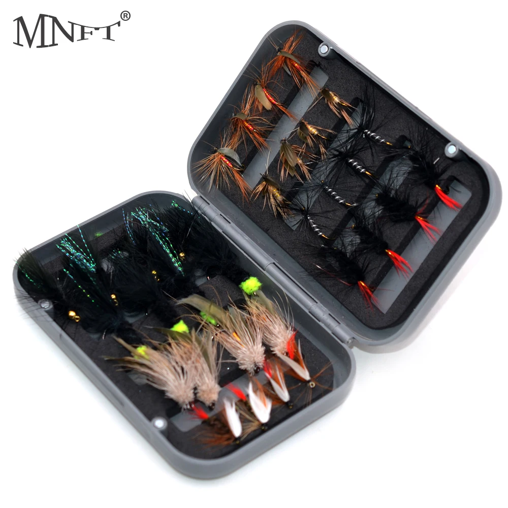 

MNFT Fly Fishing Lure 32Pcs/Boxed Brown Dry Flies Trout Nymph Lures Carp Artificial Fish Bait