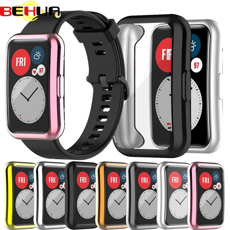 حافظة واقية للشاشة بالكامل من BEHUA مصنوعة من مادة البولي يوريثان الحراري ومادة البولي يوريثان التي تحتوي على إطار حافة قوي مناسب لساعة Huawei إكسسوارات