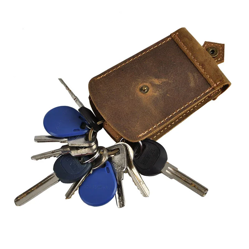 Top Quality Genuine Thick Real Leather Vintage Smart Car Remote Housekeeper Key Flip Case Ring Cover Holder For Men Male