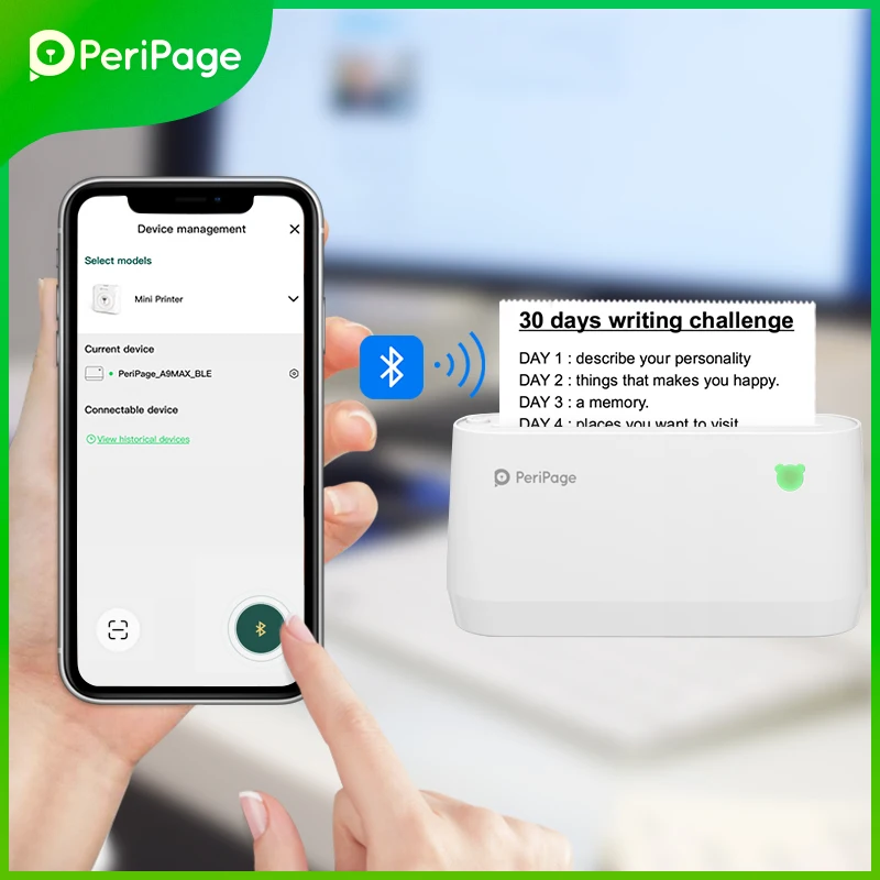 PeriPage Portable Thermal Bluetooth Printer 4"  A9(s) Max  Thermal Photo Label Receipt Sticker Mini Printer
