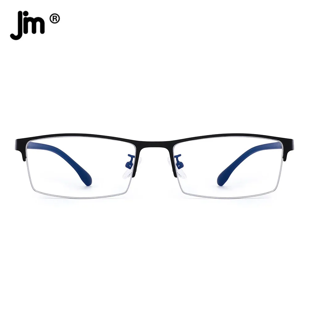 JM Men Women TR90 Elastic Computer Blue Light Glasses Frame Semi-Rimless Clear Anti Blue Light Glasses