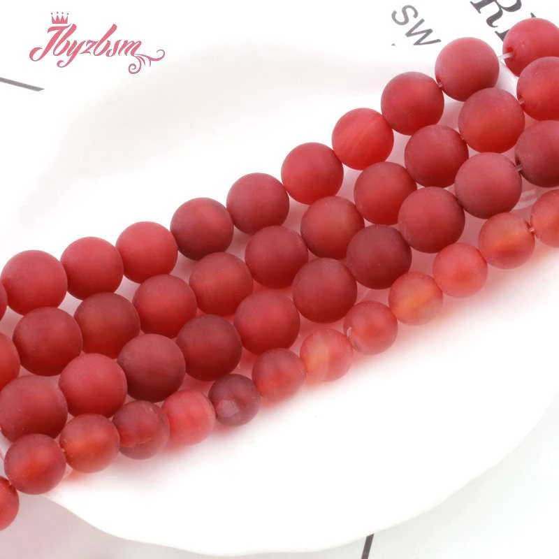 

6,8,10mm Red Agates Round Bead Frost Matte Natural Stone Beads For DIY Necklace Bracelet Jewelry Making Spacer Strand 15"