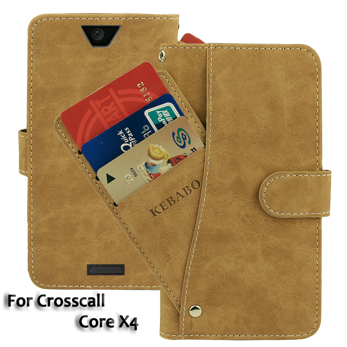 

Vintage Leather Wallet Crosscall Core X4 Case 5.45" Flip Luxury Card Slots Cover Magnet Phone Protective Cases Bags