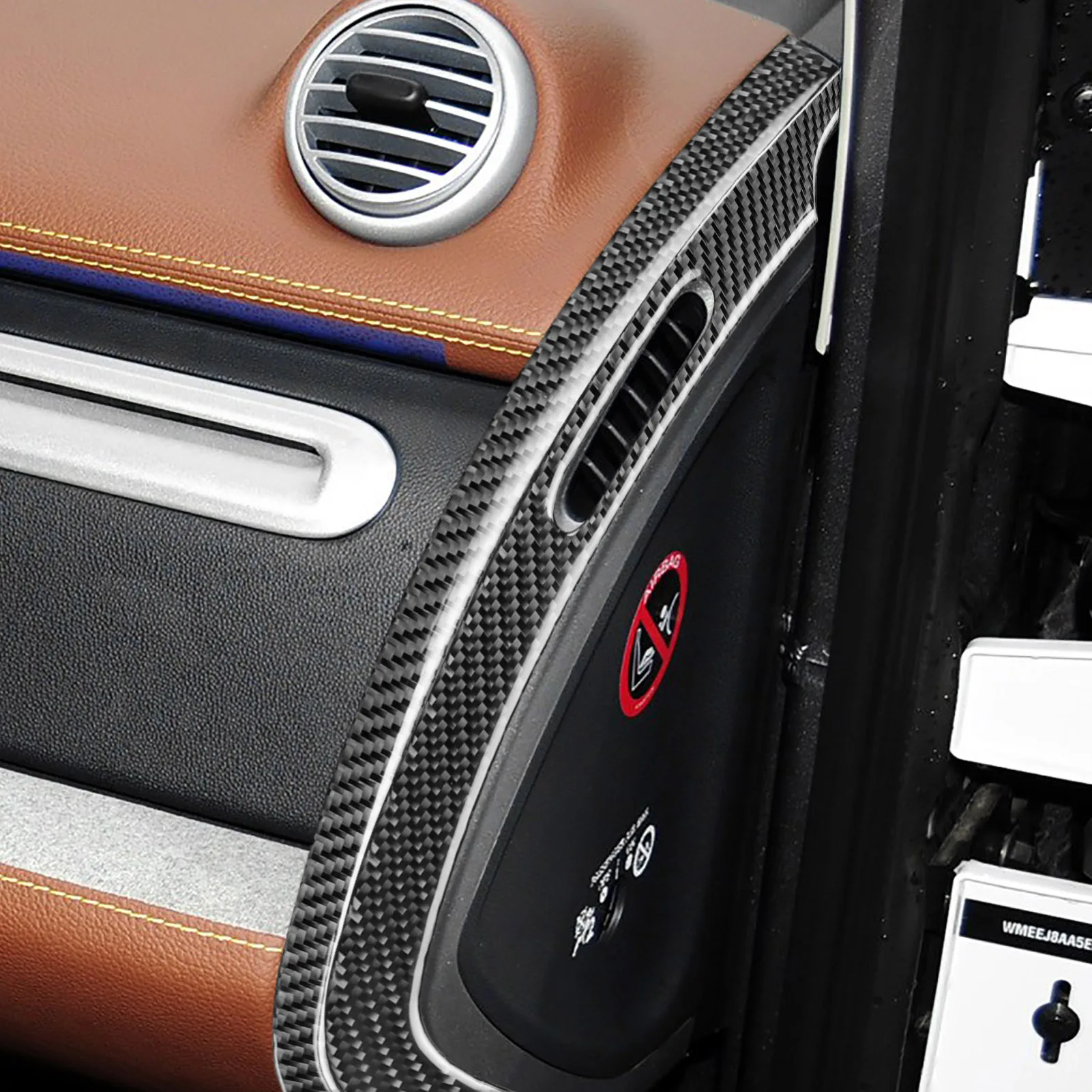 For Benz Smart Fortwo 451 Coupe Cabrio 2011-2015 Real Carbon Fiber Sticker AC Air Outlet Panel Car inside decorative Accessories