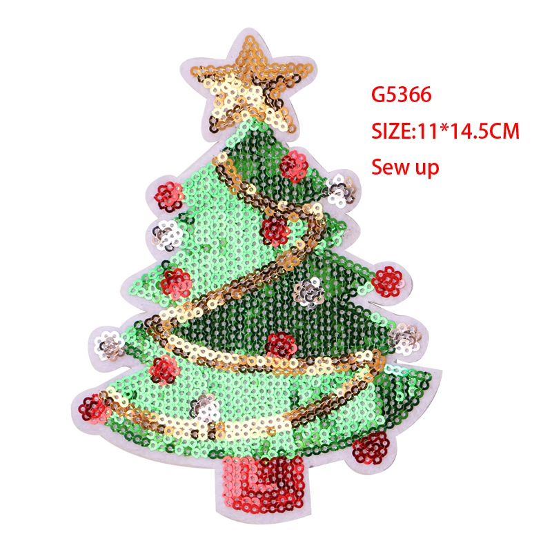 Moon Cactus Christmas tree sequins icon Embroider Iron on Patch for Clothing DIY Stripes Clothes Patchwork Sticker Custom Badge