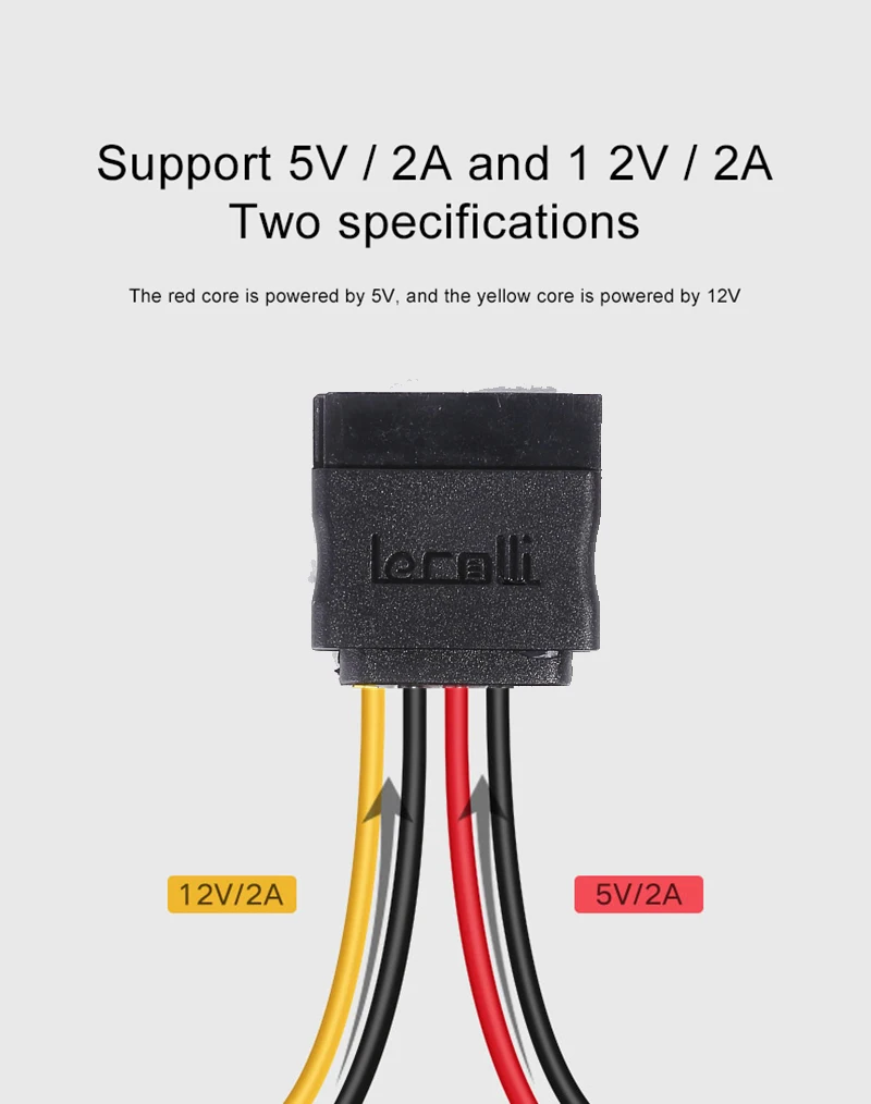Lecolli Sata Hard Drive Power Supply 4 Pin 5pin Hard Drive Sata Y 1 To 2 And 1 To 1 Extension Cord Adapter Cable Connector